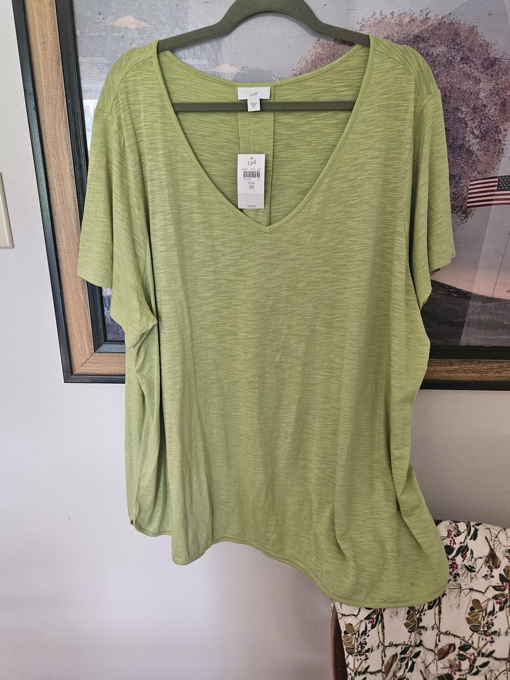 J. Jill Light Green V-Neck Short Sleeve Top Sz 3X New